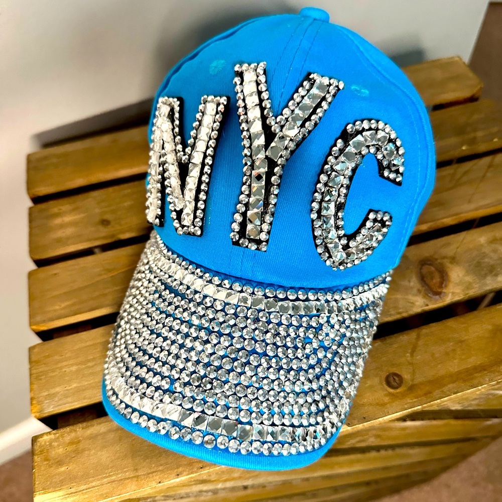 Blue NYC Rhinestone Cap